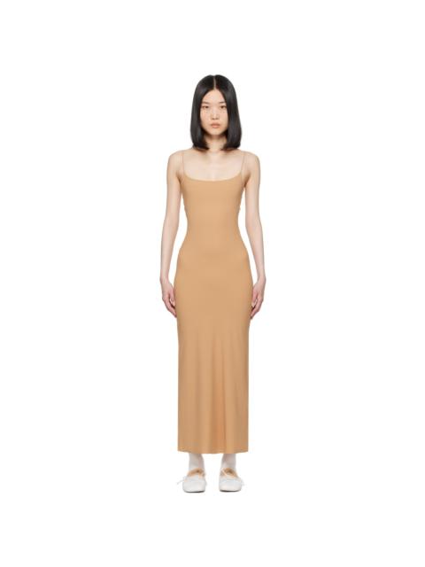 Beige Scoop Neck Maxi Dress