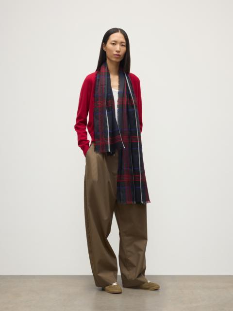 Orton Navy Crammed Tartan Cashmere Scarf