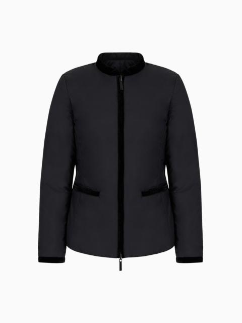 Nylon reversible guru-collared jacket