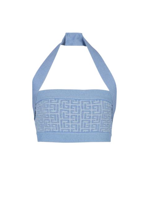 Knit halterneck top with PB Labyrinth monogram