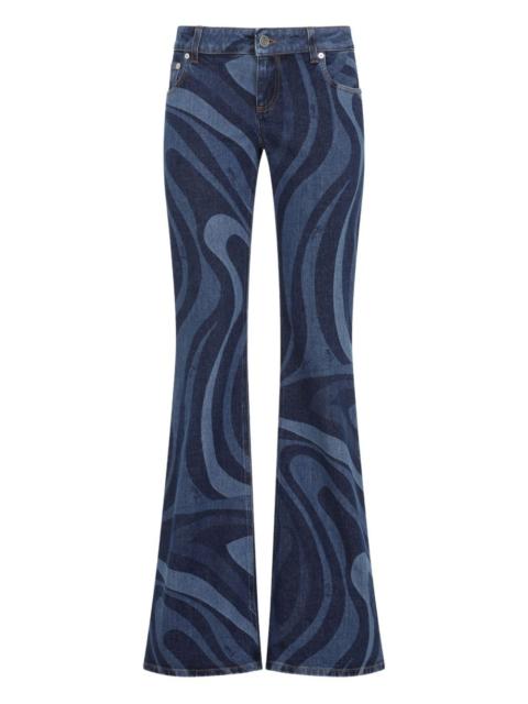 Marmo-print flared jeans