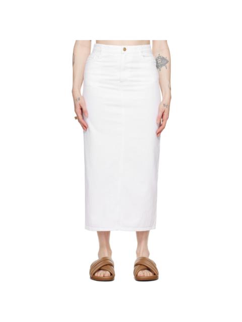White Sera Denim Midi Skirt
