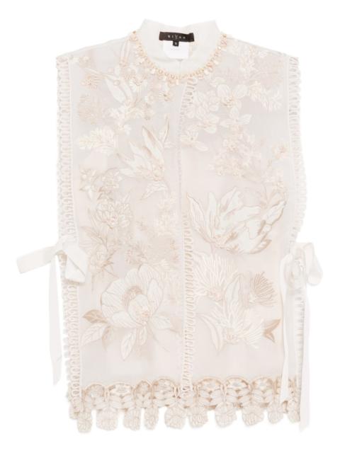 floral-embroidered vest
