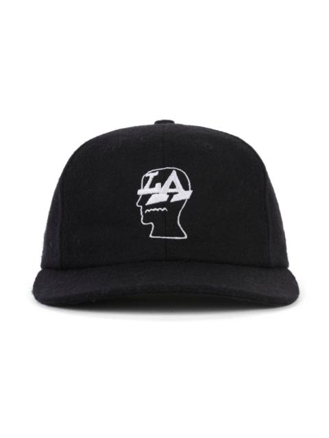 Wool Flannel LA Logo Head 6 Panel Hat - Black