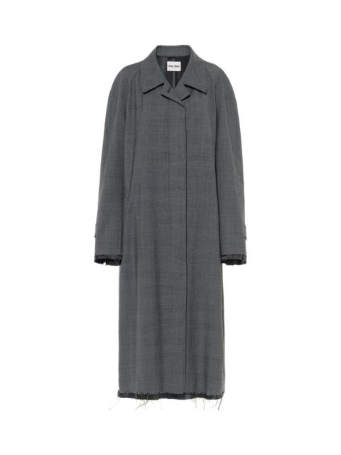 Single-breasted Prince of Wales check wool coat