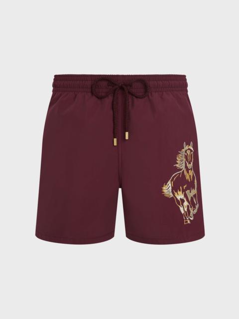 MEN EMBROIDERED SWIM SHORTS YEAR OF THE HORSE