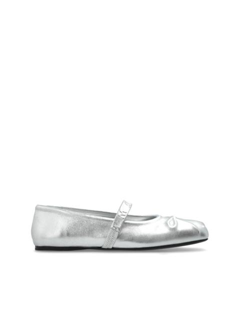 metallic ballerina shoes