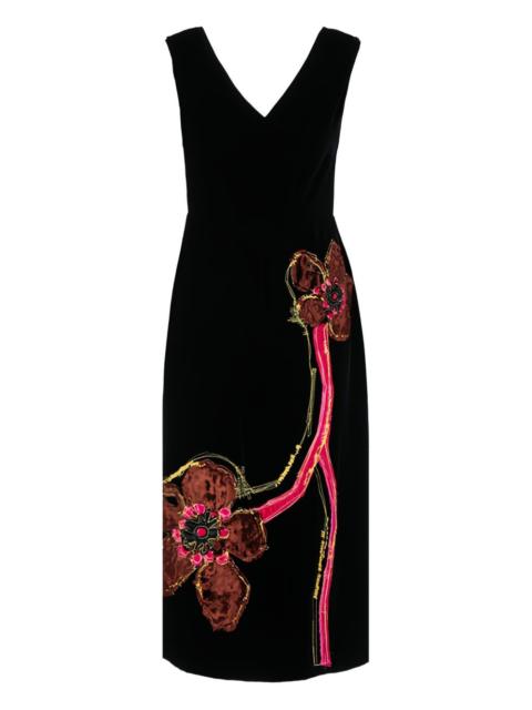 embroidered velvet dress