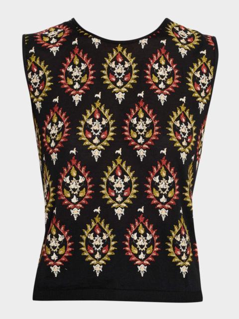 Embroidered Cashmere Knit vest
