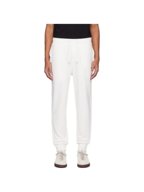 White Cuffed Logo Print Sweatpants