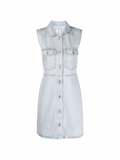 logo-print denim shirtdress