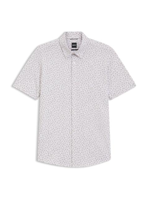 PRINTED SLIM-FIT SHIRT IN COTTON-BLEND JERSEY