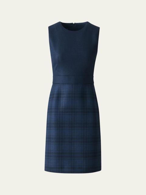 Check Wool Double-Face Sleeveless A-Line Dress