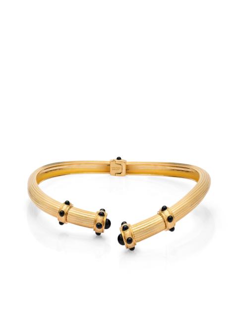 BRASS AND CRYSTAL CABOCHONS CHOKER