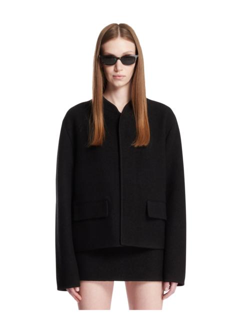 Black Wool Cropped Walker Jacket