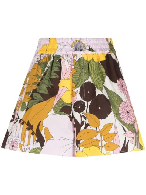 Big Flowers-print cotton shorts