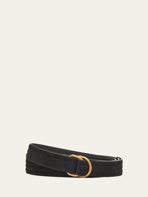 Men's Split Leather D-Ring Belt