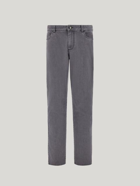 LEVANTE LIGHT GRAY FIVE POCKET REGULAR FIT STRETCH DENIM PANTS