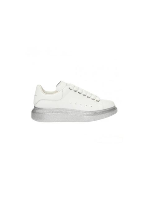 Alexander McQueen Oversized White Silver Glitter Sole (Women's)