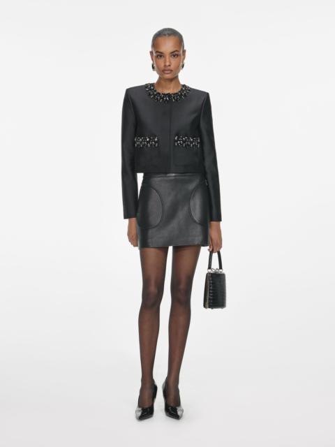 Black Taffeta Embellished Trim Jacket