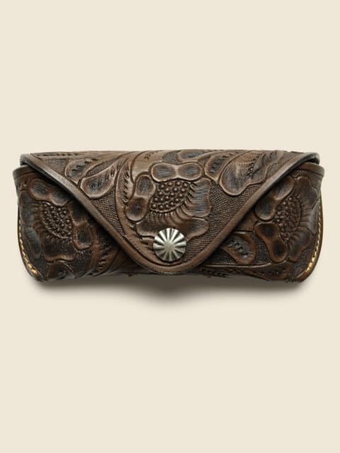 Tooled Leather Eyeglass Case - Brown