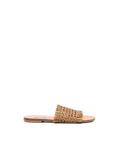 woven-leather flat sandals