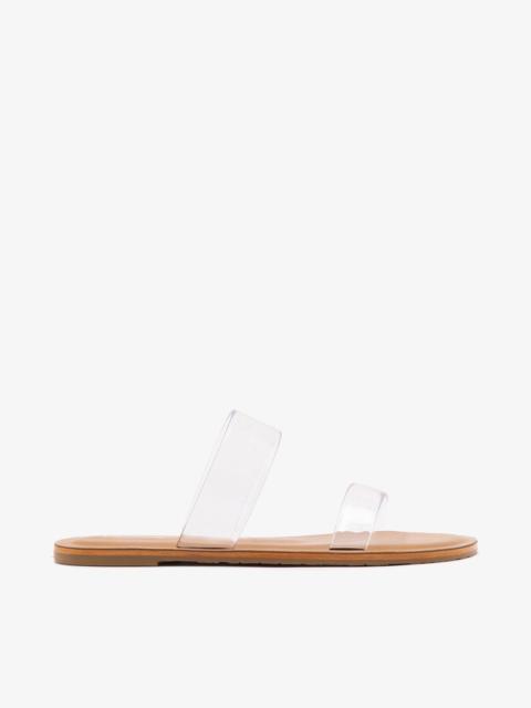 Gabe Flat In Clear Vinyl and Caramel Leather