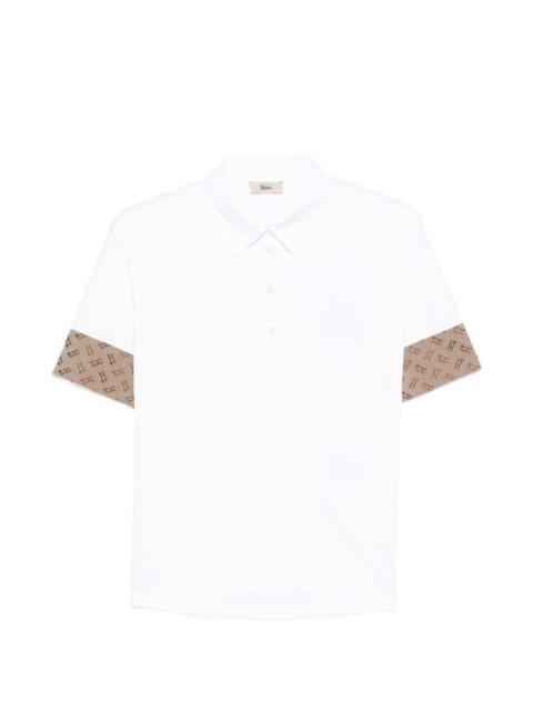 patterned cuff polo shirt
