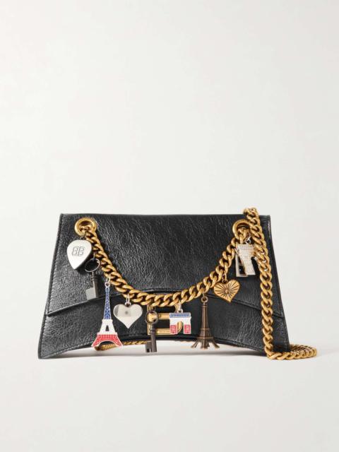 Crush embellished crinkled-leather shoulder bag