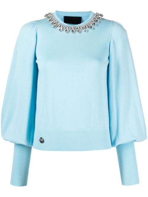 rhinestone-embellished jumper