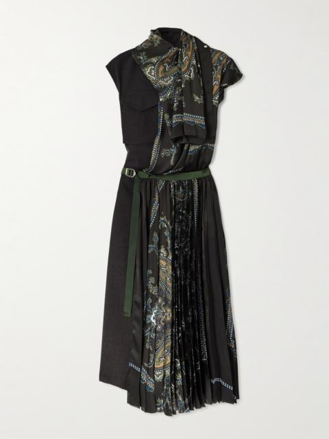 Paisley-print Crepe-trimmed Wool Midi Dress