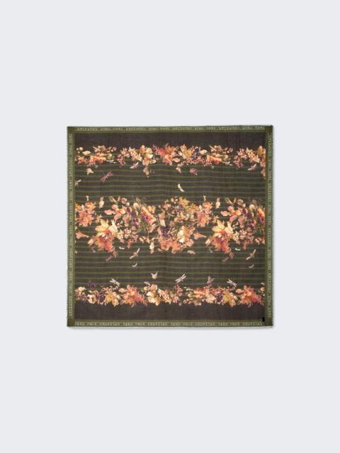 Silk Scarf Khaki Marinière Grape Print