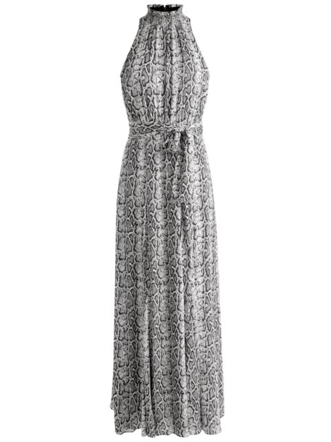 DITA SMOCKED NECK GODET MAXI DRESS