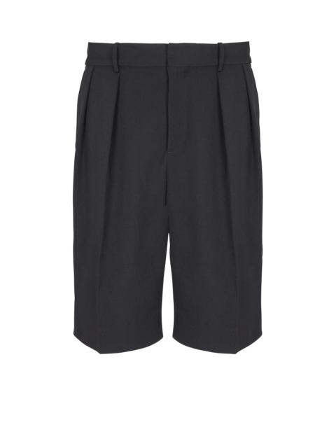 Grain de poudre pleated Bermuda shorts