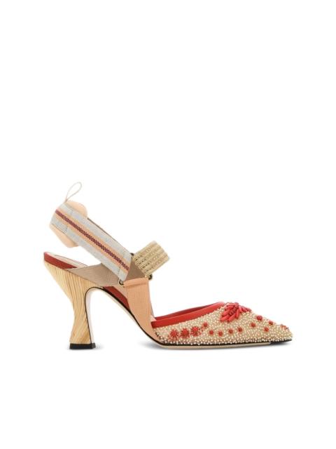 85mm Colibrì beaded slingback pumps