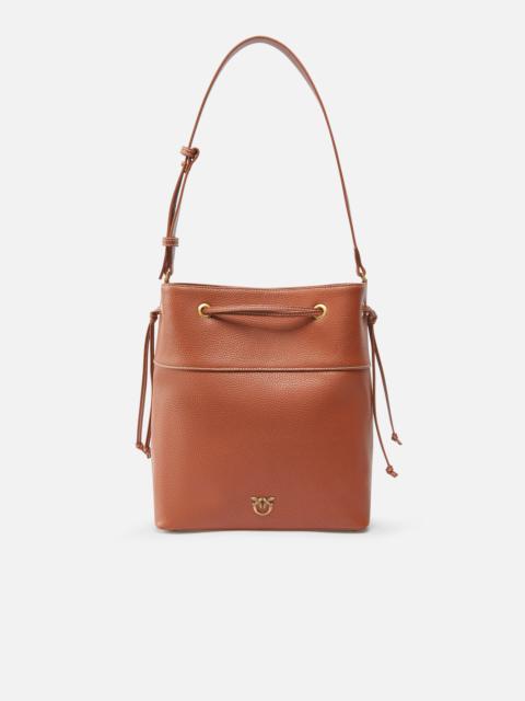 LEATHER BUCKET BAG WITH SHOULDER STRAP