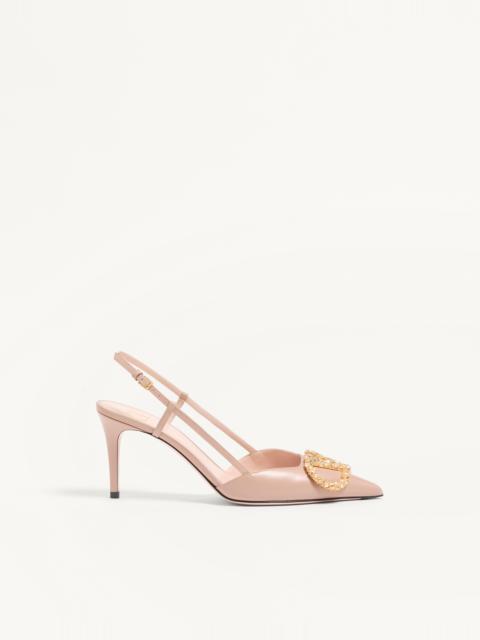 VLOGO SIGNATURE SLINGBACK CALFSKIN PUMP WITH JEWEL LOGO 80MM