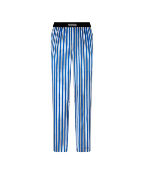 REGIMENTAL STRIPE PRINT SILK PAJAMA PANT