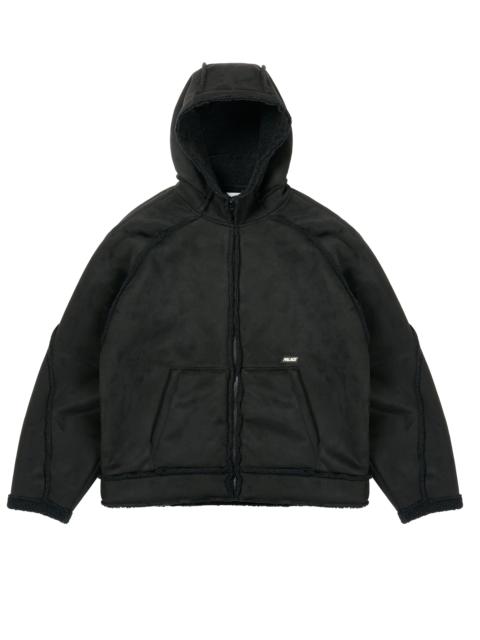 SHERPA FAUX SUEDE HOODED JACKET BLACK