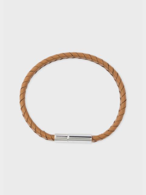 Tan Two-Tone Braided Leather Bracelet