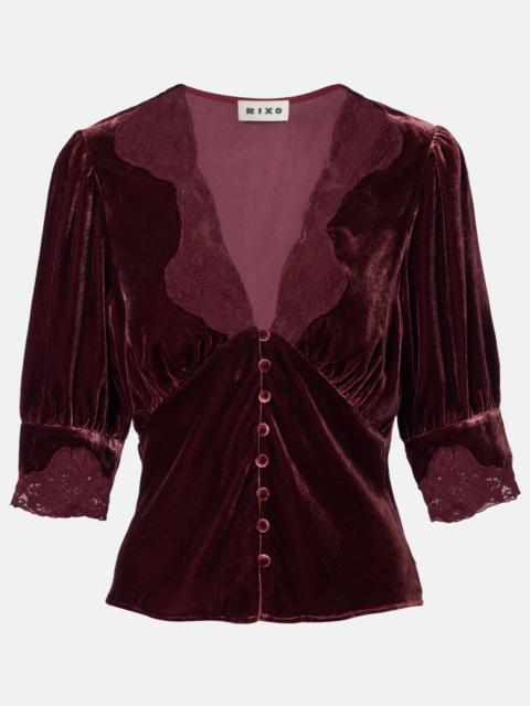 Amanda lace-trimmed velvet top