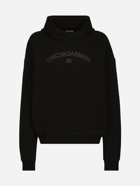 【関税&送料込】Dolce&Gabbana Hoodie With Embroidery Cotton jersey hoodie with embroidery in Black for Men