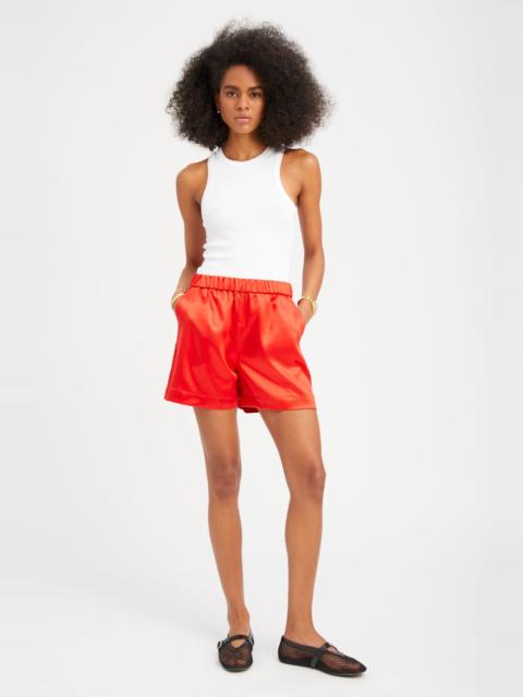 RED SILK CULOTTE SHORTS