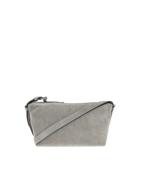 suede zip-fastening shoulder bag