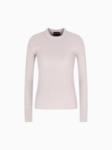 CREW-NECK RIBBED JUMPER IN VIRGIN WOOL