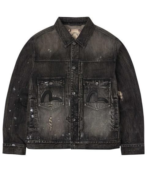 Leather Seagull Appliqué Relax Fit Denim Jacket