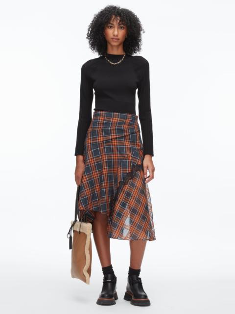 Plaid Mix Draped Midi Skirt