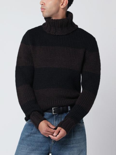 Striped wool-blend turtleneck sweater