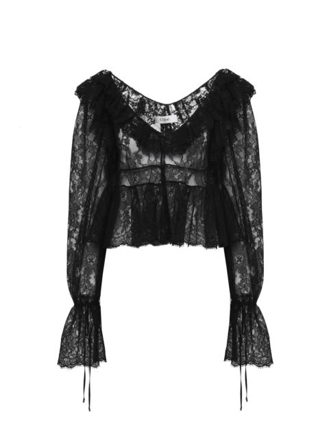 V-NECK CROPPED TOP IN LACE