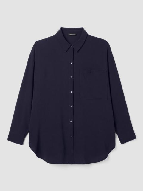 Silk Georgette Crepe Classic Collar Long Shirt